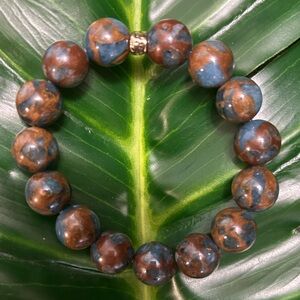 GORGEOUS mosaic jasper chunky 12mm handmade beaded bracelet